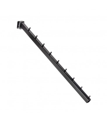 Waterfall Arm with 9 Pins to suit Rectangular Rail - Black - 460mmL - made from 18 x 18mm Tube