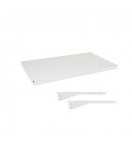 Fast Fit Metal Shelf inc Dual Angle Brackets - suit 900W Bay - White - 500D x 30mm Thick