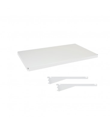 Fast Fit Metal Shelf inc Dual Angle Brackets - suit 900W Bay - White - 500D x 30mm Thick