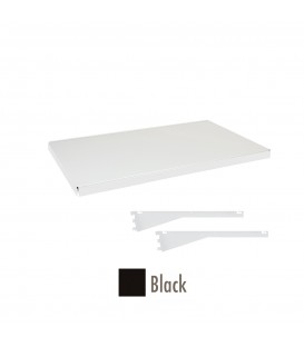 Fast Fit Metal Shelf inc Dual Angle Brackets - suit 900W Bay - Black - 500D x 30mm Thick