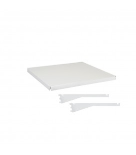Fast Fit Metal Shelf inc Dual Angle Brackets - suit 600W Bay - White - 500D x 30mm Thick