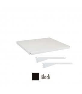 Fast Fit Metal Shelf inc Dual Angle Brackets - suit 600W Bay - Black - 500D x 30mm Thick