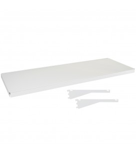 Fast Fit Metal Shelf inc Dual Angle Brackets - suit 1200W Bay - White - 400D x 30mm Thick