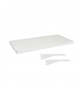 Fast Fit Metal Shelf inc Dual Angle Brackets - suit 900W Bay - White - 400D x 30mm Thick