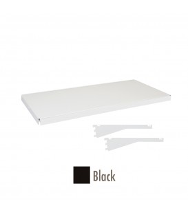 Fast Fit Metal Shelf inc Dual Angle Brackets - suit 900W Bay - Black - 400D x 30mm Thick