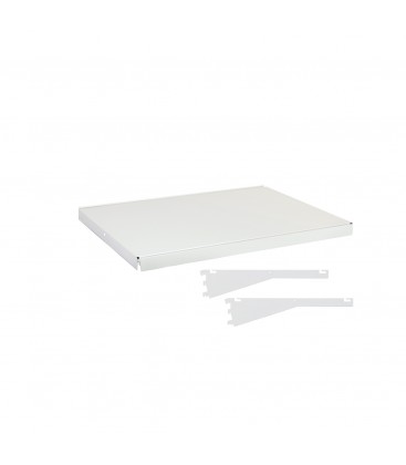 Fast Fit Metal Shelf inc Dual Angle Brackets - suit 600W Bay - White - 400D x 30mm Thick