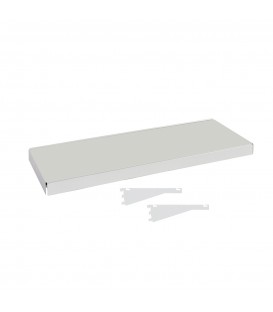Fast Fit Metal Shelf inc Dual Angle Brackets - suit 900W Bay - White - 300D x 30mm Thick