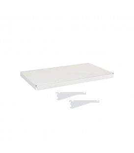 Fast Fit Metal Shelf inc Dual Angle Brackets - suit 600W Bay - White - 300D x 30mm Thick