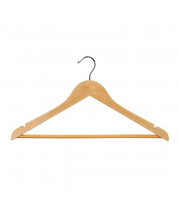 Hanger Shirt/Pants Timber with Rail and Notches 440mm wide Beech