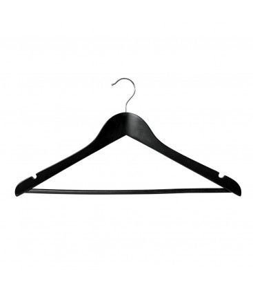 Hanger Shirt/Pants Timber with Rail and Notches 440mm wide Black