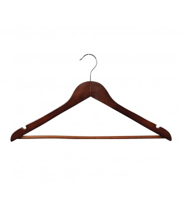 Hanger Shirt/Pants Timber with Rail and Notches 440mm wide Walnut