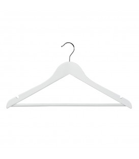 Hanger Shirt/Pants Timber with Rail and Notches 440mm wide White