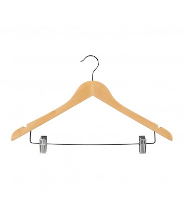 Hanger Shirt Timber with Clips 440mm wide Beech
