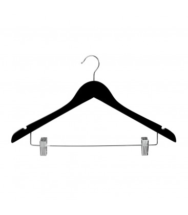 Hanger Shirt Timber with Clips 440mm wide Black