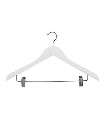 Hanger Shirt Timber with Clips 440mm wide White