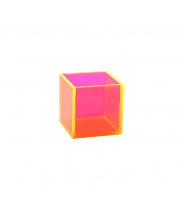 Acyrlic Box Square 100mm x 100mm x100mm Fluoro Pink