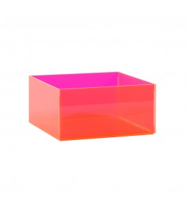 Acrylic Box Square 200 x 200 x 100mm H Fluro Pink