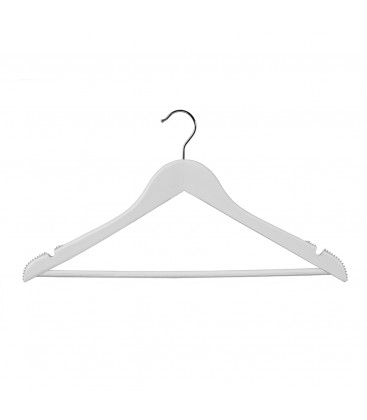 Hanger Shirt & Pants Timber with Ribs & Notches 440mm Wide White