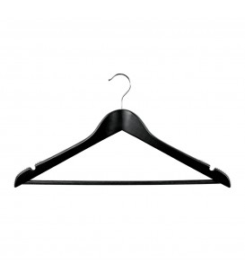 Hanger Shirt & Pants Timber with Ribs & Notches 440mm Wide Black