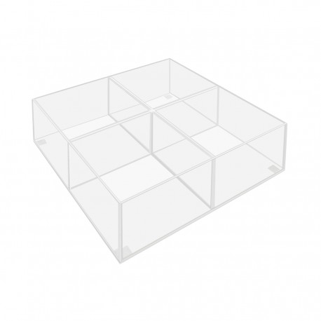 Acrylic Box 4 Compartment Stackable 204L x 204D x 66mmH - Shop Basics