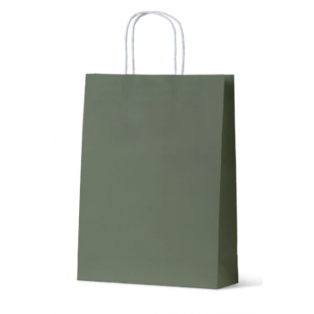 Khaki green medium paper carry bag